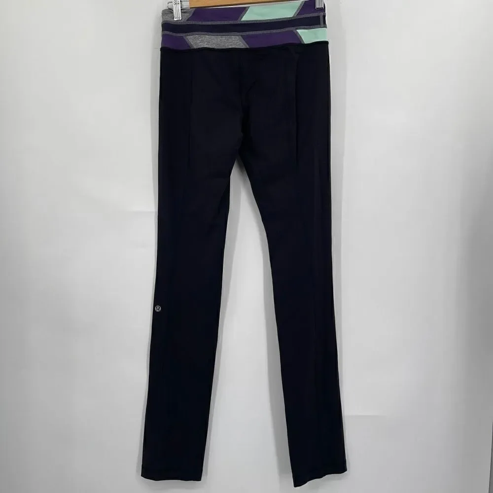 Lululemon Black Skinny Groove Reversible Yoga Pant Leggings Size 6